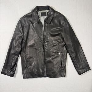 Ted Baker Men’s Leather Moto Black Jacket Size 2 Medium